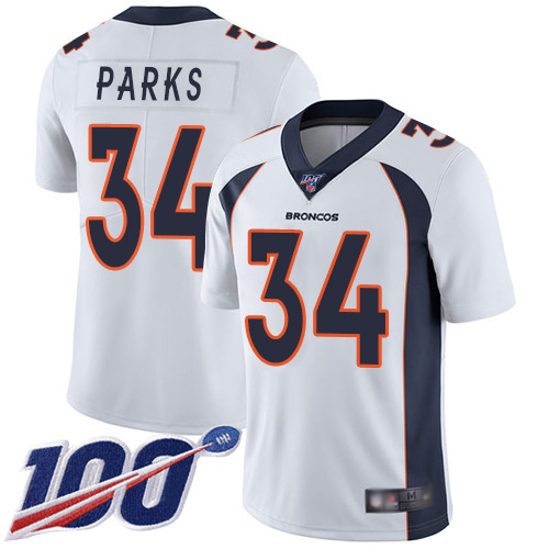 Men Denver Broncos 34 Will Parks White Vapor Untouchable Limited Player 100th Season Football NFL Jersey